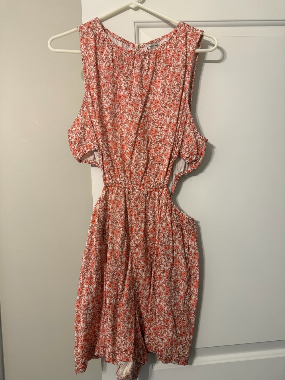 American Eagle Outfitters Coral and White Floral Romper